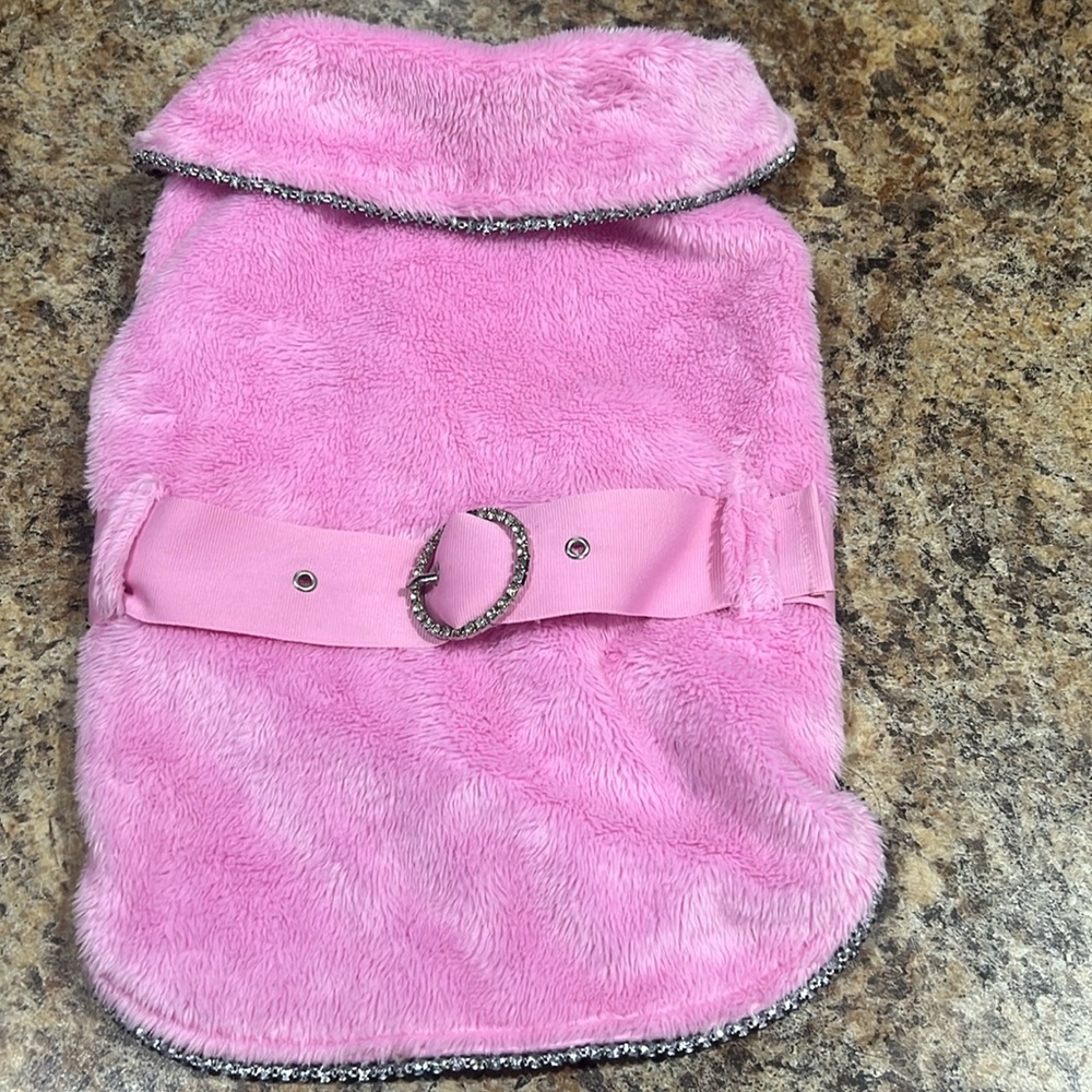 Pink rhinestone, dog jacket size small